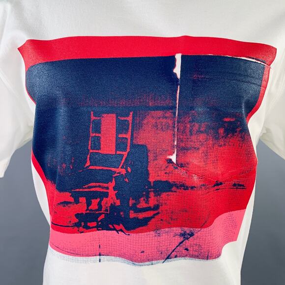 S Electric Chair White Red Print Cotton One Pocket T-shirt - Picture 2 of 10
